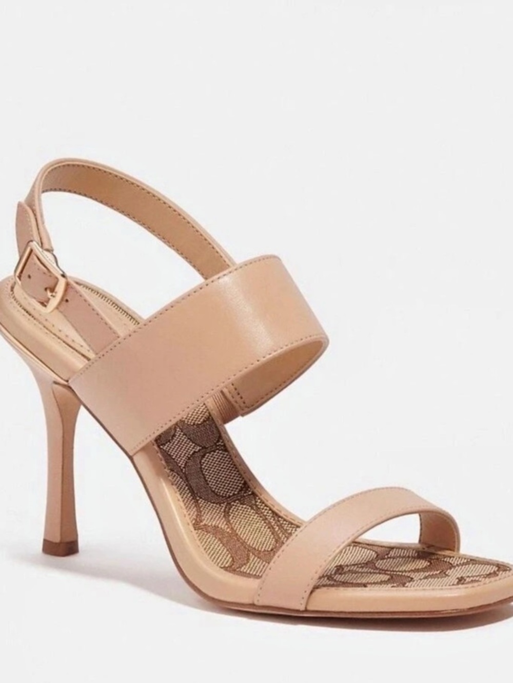 Coach Rori Slingback In Signature Jacquard Heels Beige